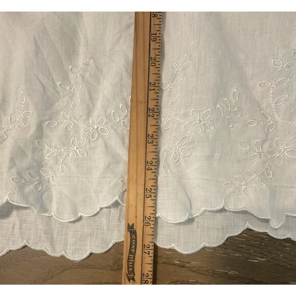 Edward Linen 100% Irish 2X Plus Size Embroidered Scallop hem Button white Top - Picture 3 of 12